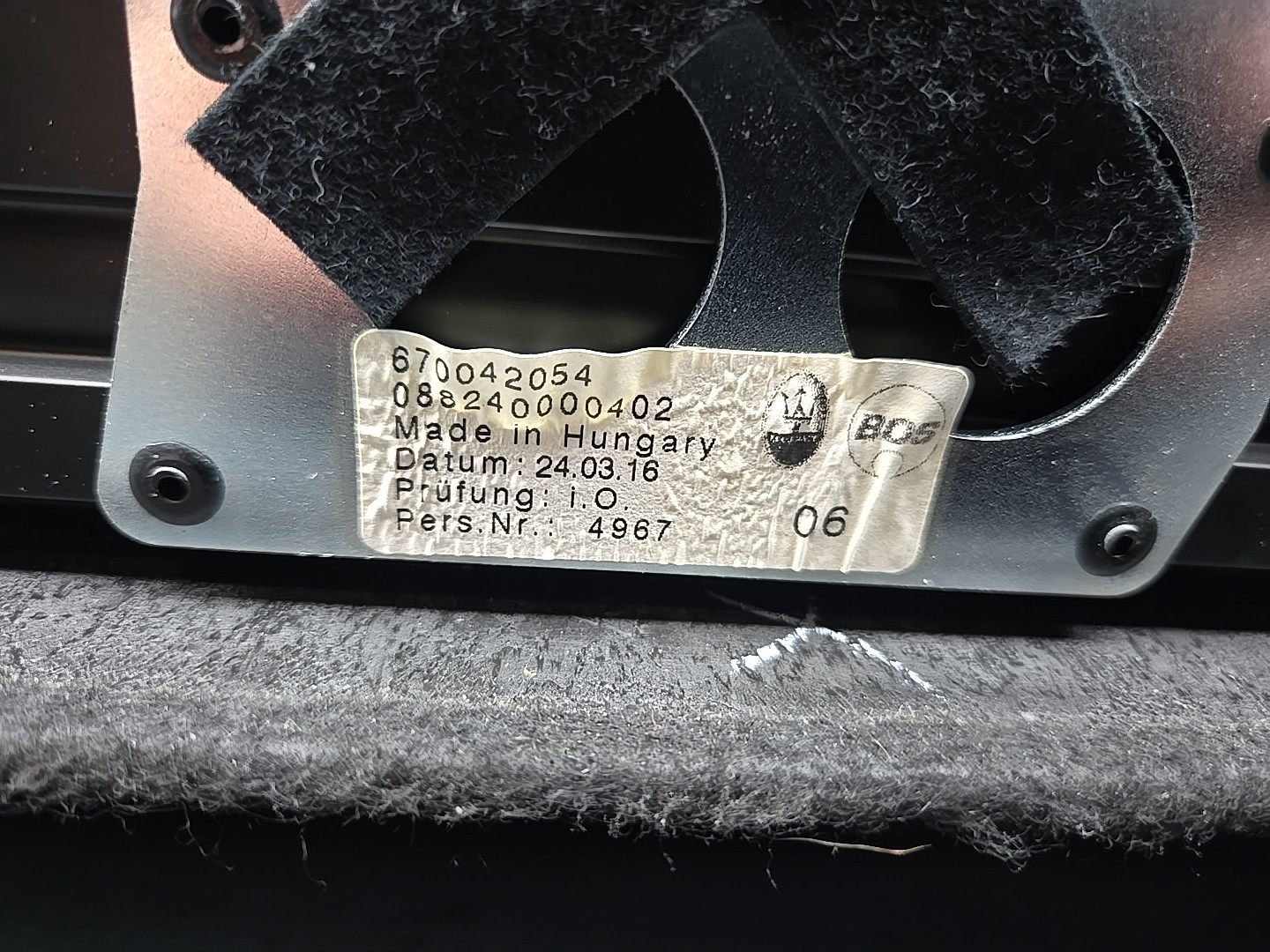 14-20 Maserati Quattroporte 2016 Rear Parcel Shelf Sunshade Blind Roller