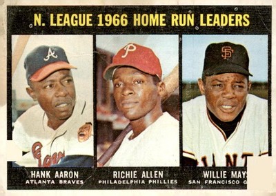1967 Topps #244 National League 1966 Home Run Leaders Hank Aaron  Willie Mays