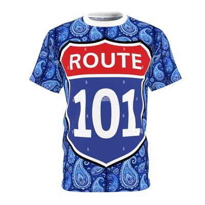 Route 101 Shield Tee | Blue Paisley All-Over Print