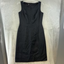 Talbots Black Cotton Silk Jacquard Sheath Dress Sleeveless Size 6 Knee Length