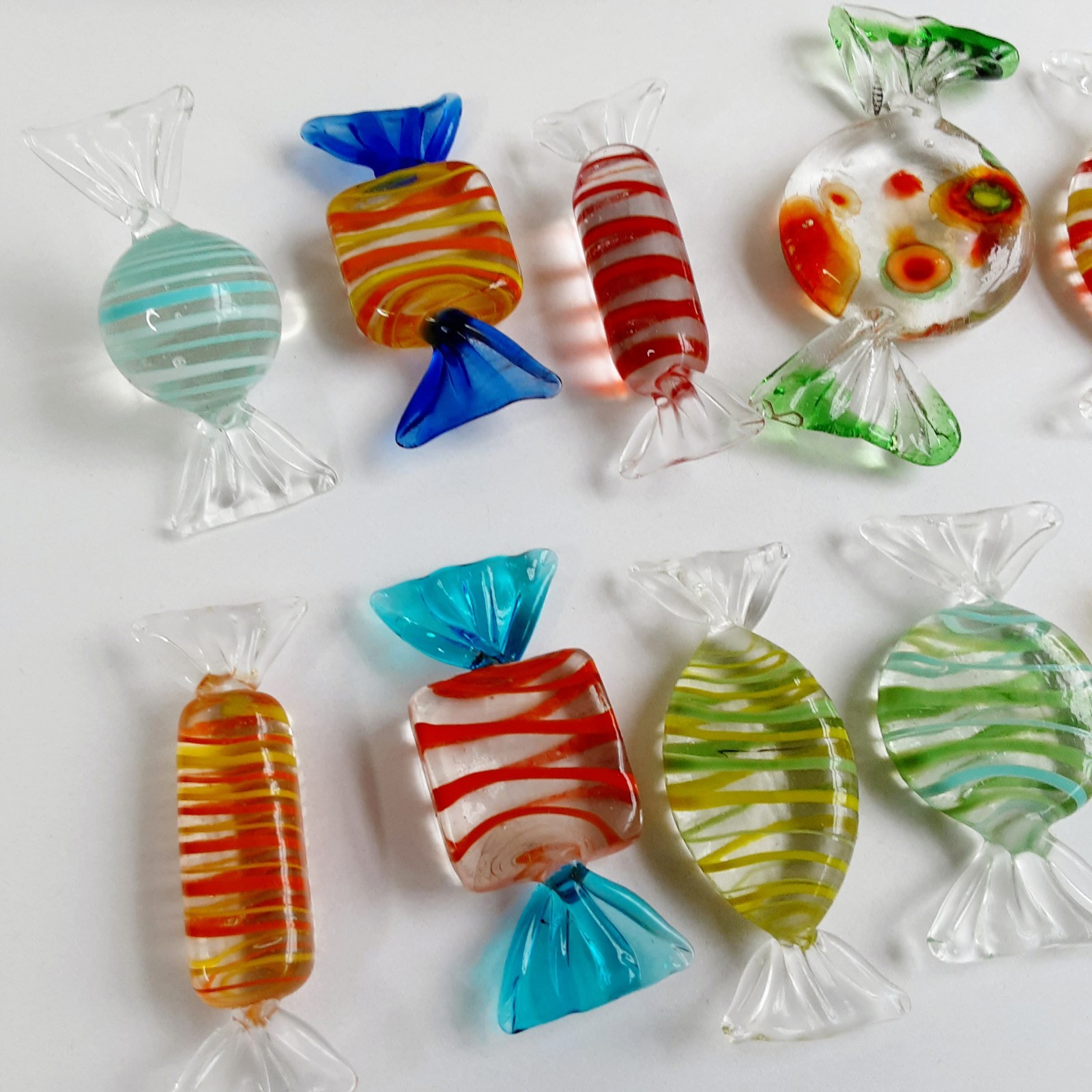 Hand-blown Glass Candy 12 Pcs Multicolored From Lillian Vernon in Original Box
