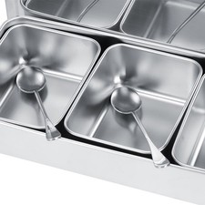 ɪHousehold 3‑Grid Stainless Steel Seasoning Box Jar Spice Container Set With