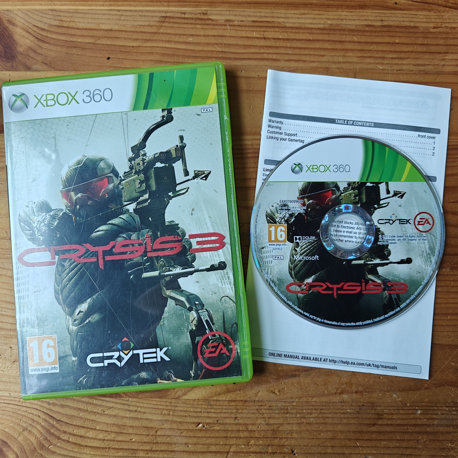 Used 2013 CRYSIS 3 (EU) For Xbox 360 Case Game & Manual