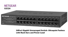 Netgear Prosafe GS324 24 Port Gigabit Switch FANLESS With Rack Ears  100DAYRTB