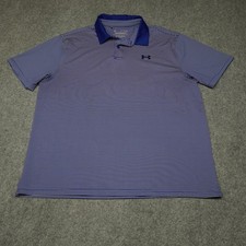 Under Armour Polo Shirt Men's Royal Blue Stripe XL Performance Loose Fit