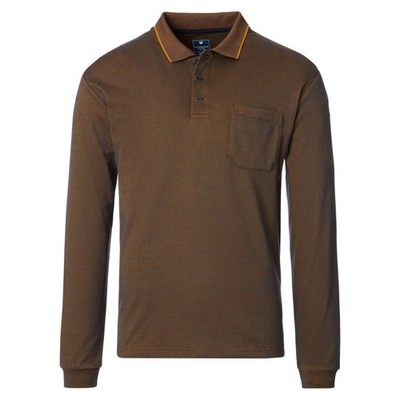Redmond Herren Polo Langarmshirt Regular Fit gelb 252880700 400