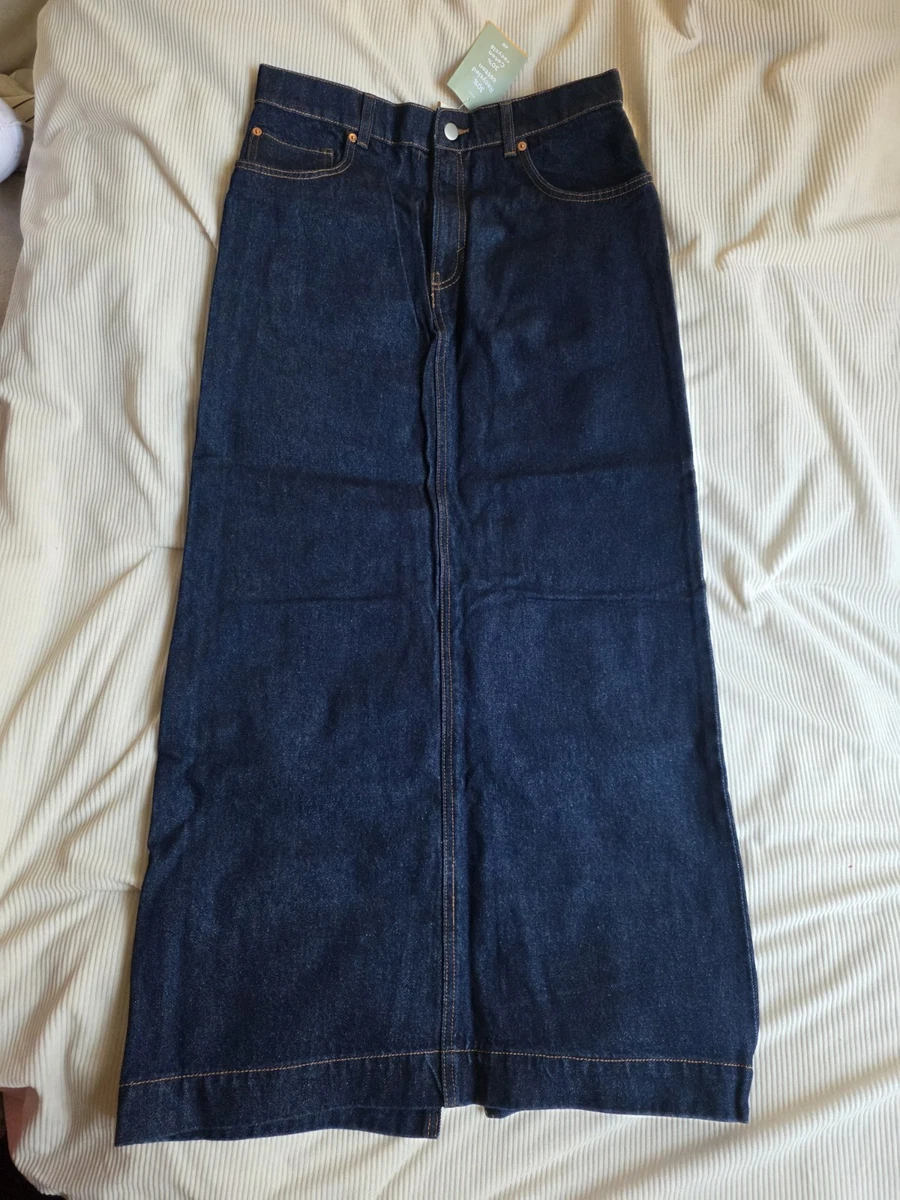 falda larga falda azul h&amp;m