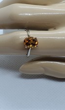 Natural Madeira Citrine Solitaire Ring 14k Solid White Gold Size 6-1/2