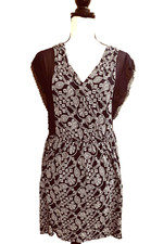 Juicy Couture Wrap Top Dress M Blue Paisley Print Rayon Knit Sleeveless Pockets