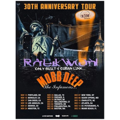 Raekwon Mobb Deep 30th Anniversary Tour Poster 2025 US Dates Art Unframed