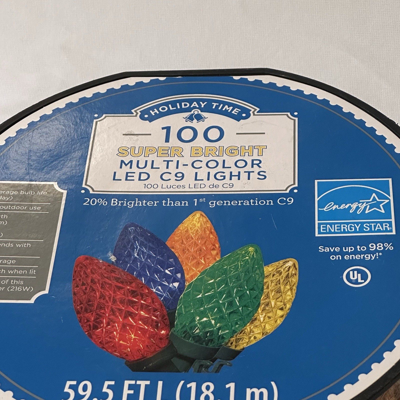 NEW Home Accents Holiday 100 LED Multi-Colored Faceted C9 Lights 65 ft. 4 in.