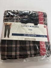 Lucky Brand Mens Pajama Pants Cloud Fleece Drawstring Sleep Black Gray Size XL