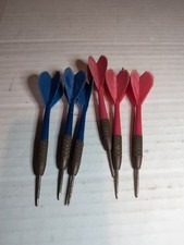 Unicorn Dart Set 6 Brass Darts Red And Blue Vintage