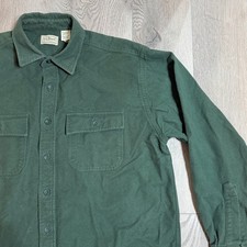 LL Bean Mens Large Chamois Shirt 100% Cotton Forest Green