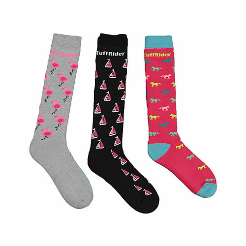 PONY Calze TuffRider fenicottero barca cavallo confezione da 3