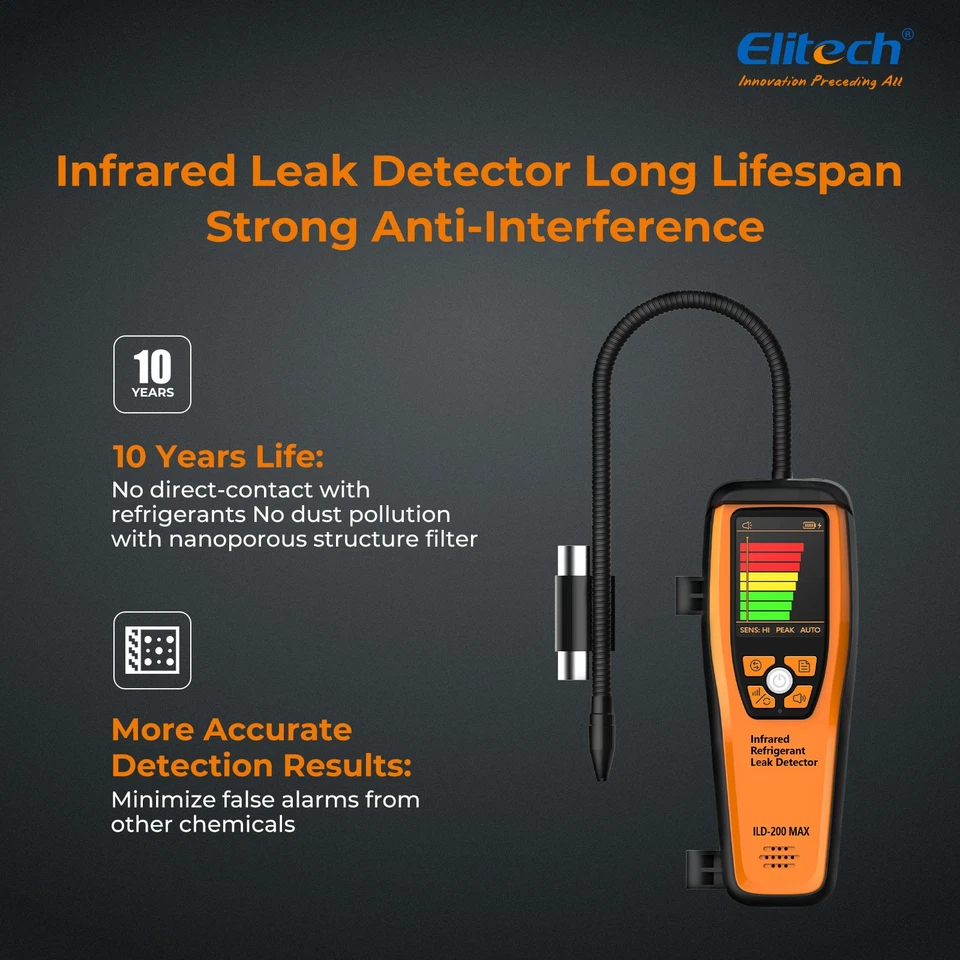 Elitech ILD-200 max IR Refrigerant Leak Detector 1g/a Ultra-Low 10-Y Sensor HVAC - Image 3 of 4