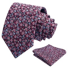 Mens 3.15inches Exquisite Floral Tie with Small Flower A142-burgundy pink