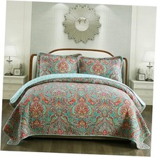Cotton Bedspread Quilt Sets-Reversible Queen European Gorgeous Floral