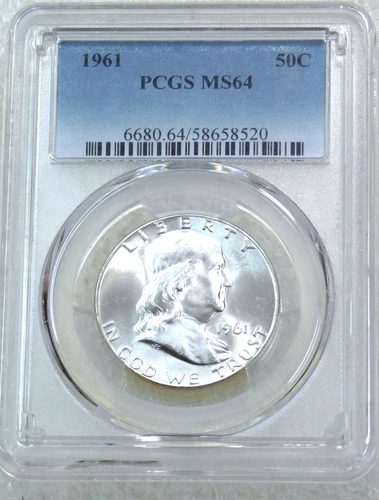 1961 Franklin Half Dollar PCGS MS64 95% FBL Frosty Just Graded New Holder #D264E