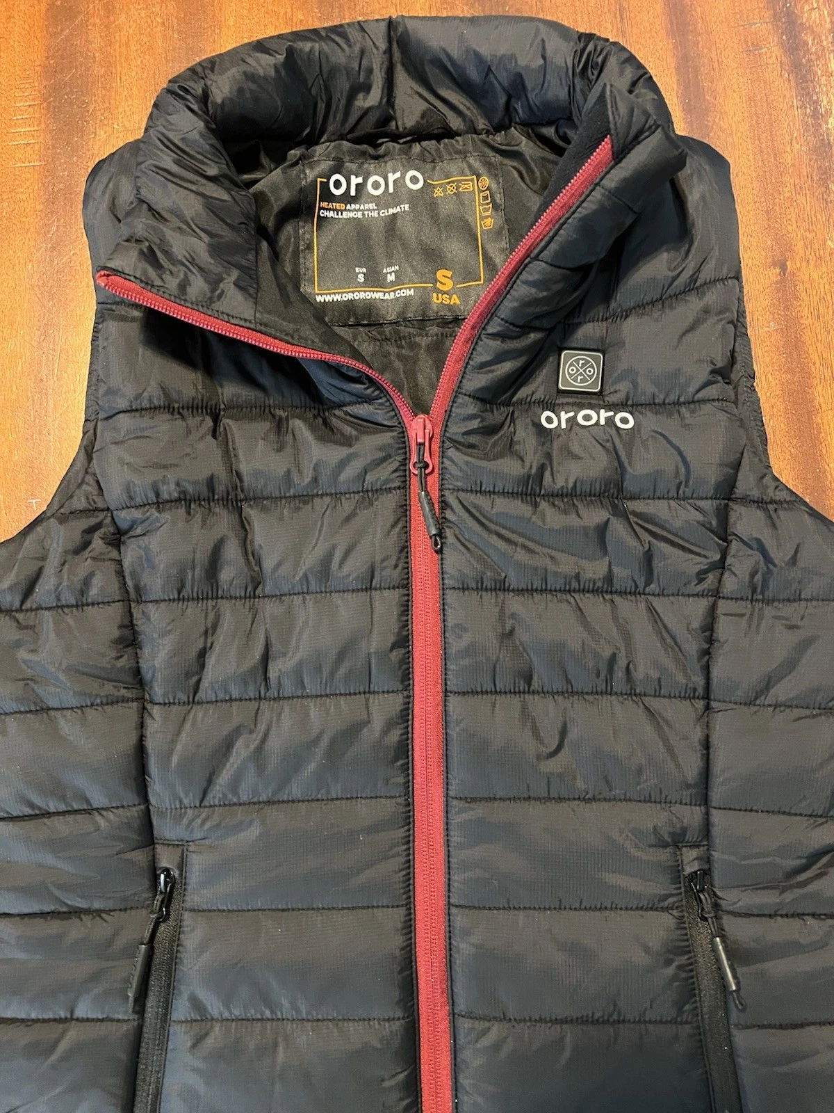 Ororo Vets Mens Small S Black Puffer Quilted Full Zip Pockets Heated *No Battery