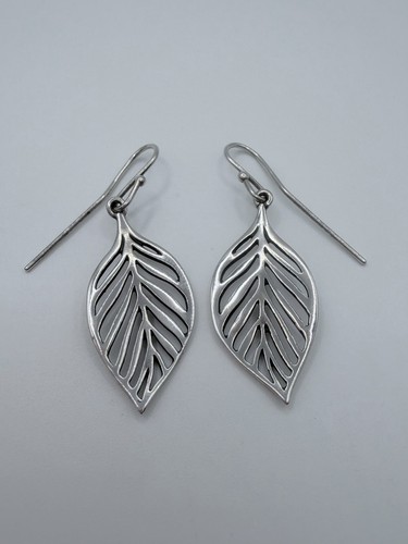 RETIRED James Avery Sterling Silver Open Leaf Dangle Earrings