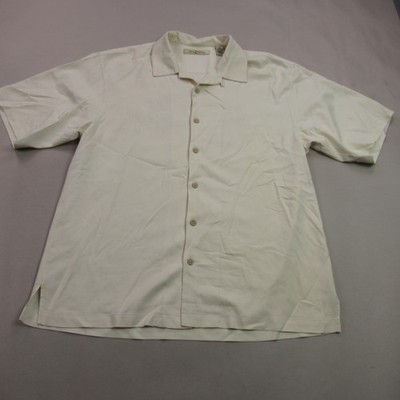 Tommy Bahama Daily Double Silk Casual Button Down Shirt Men's Large Cream