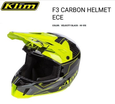 KLIM F3 Carbon Offroad/Offtrail Snowmobile Helmet ECE, Velocity Black-Hi-Vis