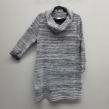 LOFT Outlet Sweater Dress Womens Extra Large Gray Black Cowl Neck Knit