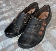 85 Sz 7.5 WORN 3x Clarks Collection Leather Comfort Loafers Slip On Brown