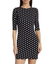 Alice + Olivia Delora Black & White Polka Dot Mini Dress Viscose Size 4 NWT