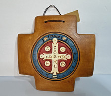 Rosario Cruz Saint Benedict Terracotta Wall Cross — Handmade Argentina NOS w/Tag