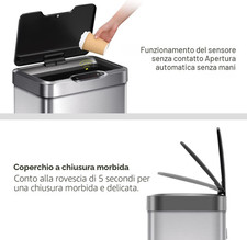 TOPINCN Pattumiera Intelligente 18L Con Sensore Di Movimento - Apertura Automatica, Coperchio Silenzioso E Luce LED