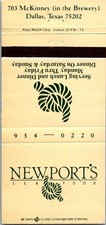 Hampton's Preston Rd Newport's Seafood Dallas TX Vintage Matchbook Cover TSD5-M8