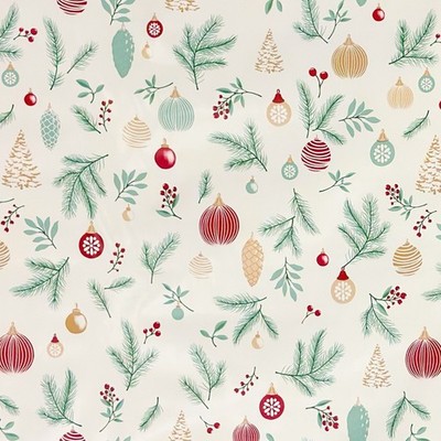Wachstuch Tischdecke EX50 Weihnachten Advent Tannenzweige Weihnachtskugeln eckig