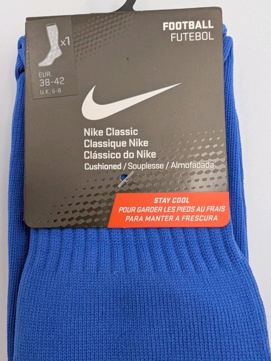 Nike Classic Cushioned Knee High Football Socks Size UK 5-8 Blue