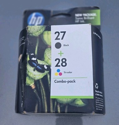 Genuine HP Black And Tri-Color Printer Ink 27 + 28 Combination Pack Expires 2012