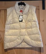 New! My Anorak Size L Bone Down Puffer Vest Curved Front Snap Lagenlook