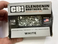 Clendenin Brother  STAINLESS WHITE Trim Nail 1-1/4" 15 Ga Smooth Shank 1lb Box