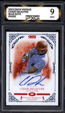 2022 Onyx Vintage CHASE DELAUTER Blue Auto #VADE Graded PXG 9 Mint
