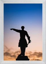 Silhouette of Statue Against Colorf Framed Wall Art Poster Canvas Print Picture