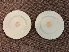 Vintage MINTONS Tiffany Gold Scalloped Fluted Rimmed 9" Saucer plates Crocus