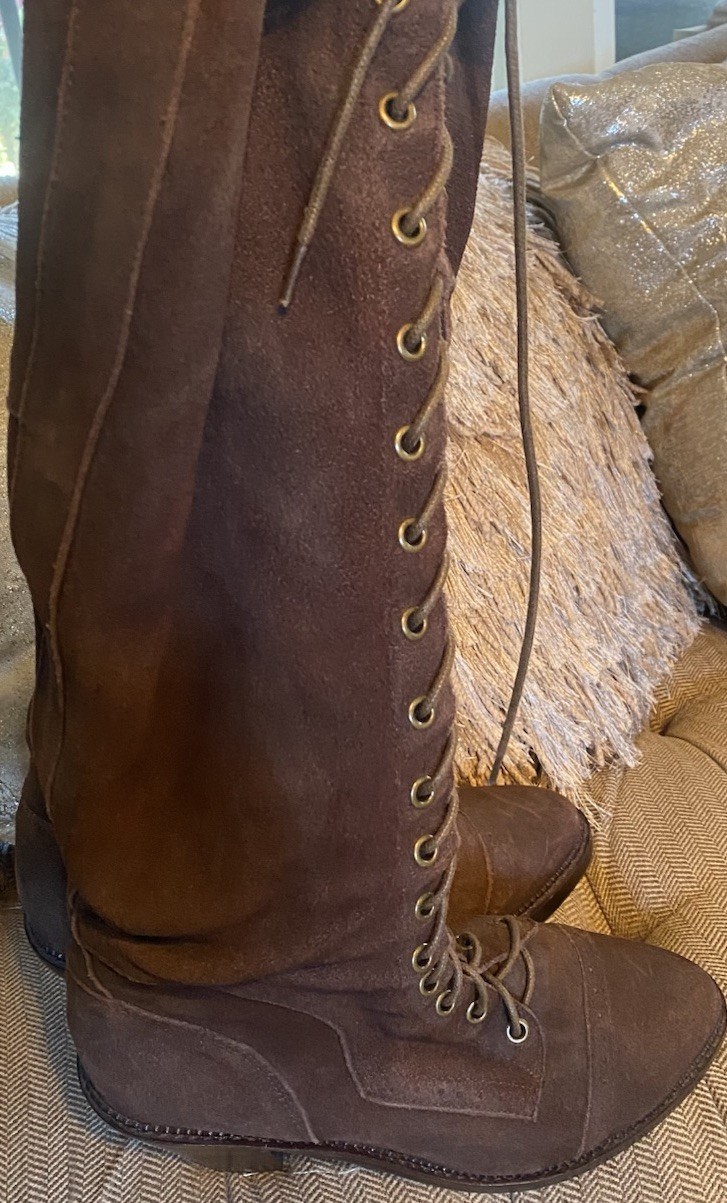 JEFFREY CAMPBELL x FREE PEOPLE Joe Boots Nu-Buck Brown Leather Lace Up Boots 9.5 image 5