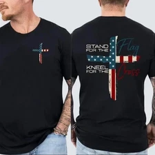 Patriotic Christian Faith T-Shirt – Stand for Flag Kneel for Cross Religious Shi