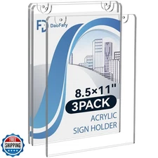 Daofary Wall Mount Acrylic Sign Holder 8.5'' x 11'', Clear Plexi Door Sign Ho