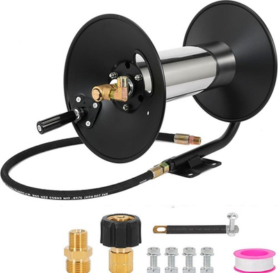 #ad 3 8quot; Heavy Duty Steel Pressure Washer Reel 100FT High Pressure Hose Reel wit... $123.83