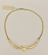 Vintage Corocraft Gold Tone Cream Enamel Choker Necklace - 38cm