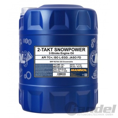 20L MANNOL 2-TAKT MOTORÖL SNOWPOWER API TC+ JASO FD ISO L-EGD