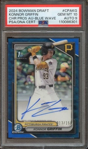 2024 Bowman Draft Konnor Griffin - 1st Prospect Auto - Blue Wave /150 - PSA 10