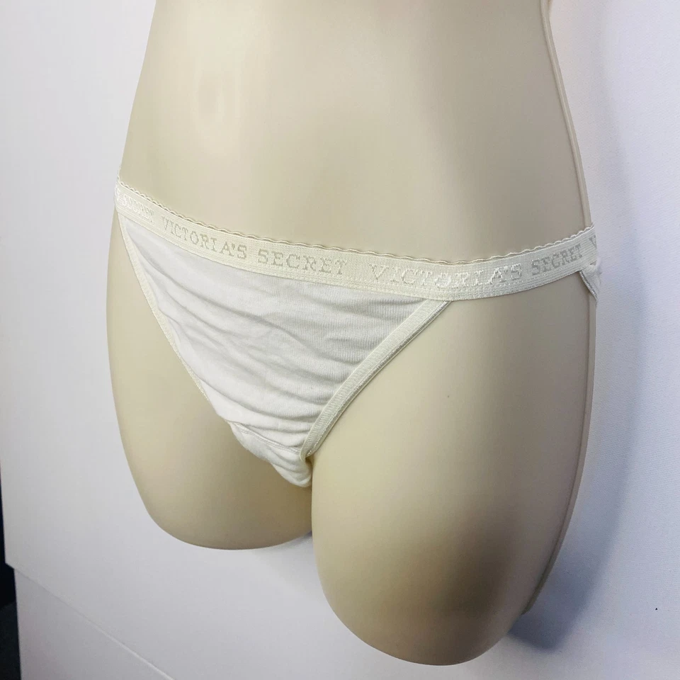 NUEVO CON ETIQUETAS De Colección Años 90 Victoria’s Secret Tanga Bikini Bragas Blanco Firma Cintura XS Foto 2 de 2