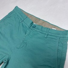 Levis Mens Chino Shorts Teal Green Flat Front Cotton Twill Casual Summer 30